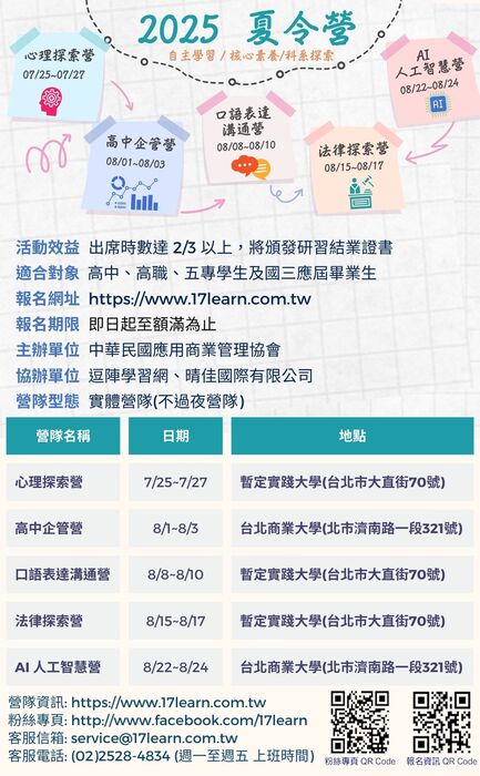 社團法人中華民國應用商業管理協會「2025夏令營-卓越領袖探索營」圖片